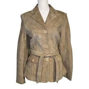 White House Black Market tan genuine suede jacket size S